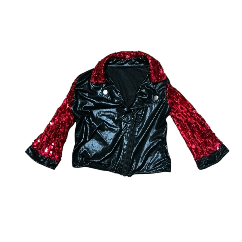Weissman Black & Red Sequin Jacket Size Intermediate Child Dance Countdown 6X- 7